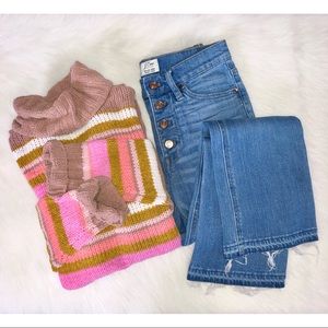 Blue Denim High-Waisted Jeans